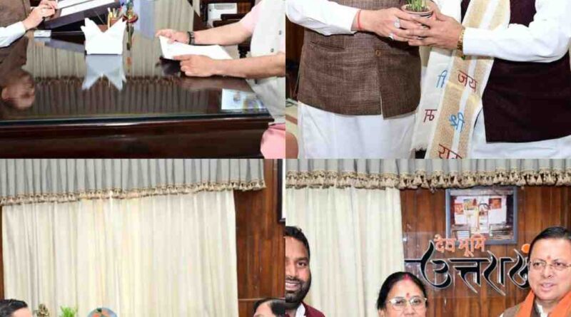 मुख्यमंत्री धामी से पूर्व मुख्यमंत्री डॉ .रमेश पोखरियाल निशंक , सांसद नरेश बंसल , कैबिनेट मंत्री गणेश जोशी , विधायक आशा नौटियाल ने की मुलाक़ात